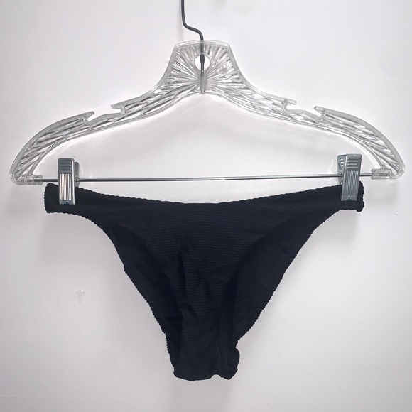 Seafolly Essentials High Cut Rib Bikini Bottom Size 10 Black NWOT - Picture 3 of 6